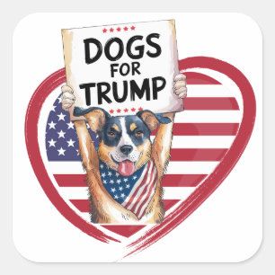 Adesivo Quadrado Cães para Trump: Patriotas Paw-Lípticos
