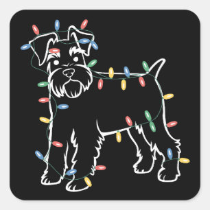 Adesivo Quadrado Cães Schnauzer Árvore Natal Pet Animal Cão
