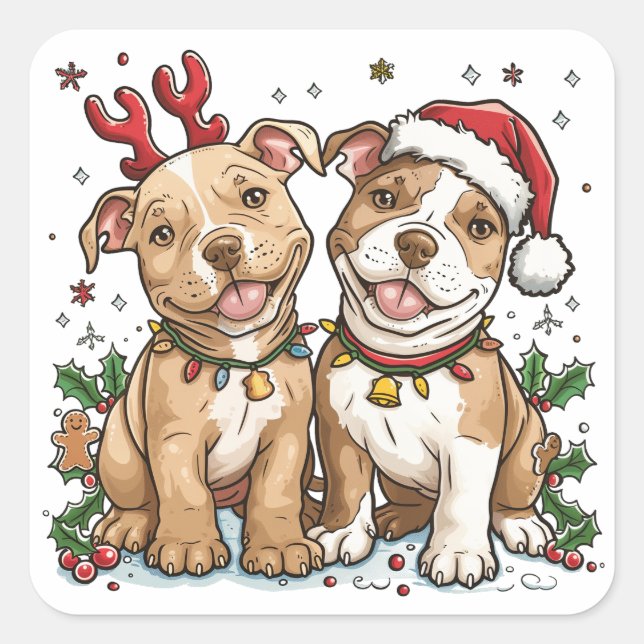 Adesivo Quadrado Cães Touro de Natal (Frente)