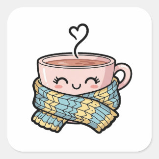 Adesivo Quadrado Café Conforto Kawaii