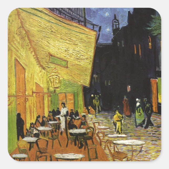 Adesivo Quadrado Café da Noite de Van Gogh (Frente)