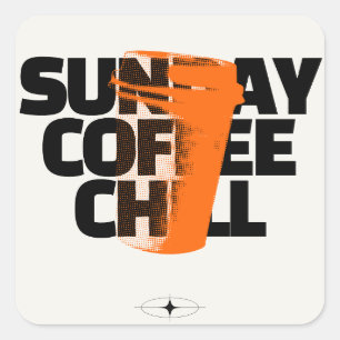 Adesivo Quadrado Café de Domingo Relax - Gráfico de Citação em Half