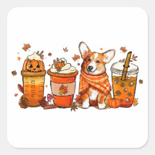 Adesivo Quadrado Café de Queda com amantes de latas de tempero de p