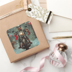 Adesivo Quadrado Café Doberman no Natal