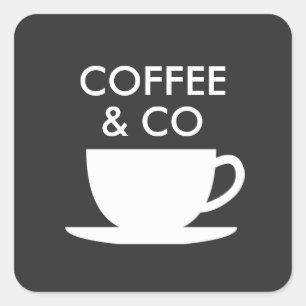 Adesivo Quadrado Café e co personalizado nome comercial autocolante