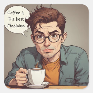 Adesivo Quadrado Café É O Melhor Medicamento