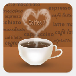 Adesivo Quadrado Café? Fumaça em forma de coração