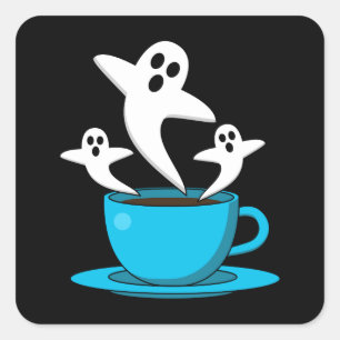 Adesivo Quadrado Café fumante fantasma