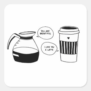 Adesivo Quadrado Café Latino Dia de os namorados Amor