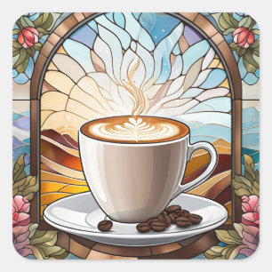 Adesivo Quadrado Café Manhã Vidro Manchado