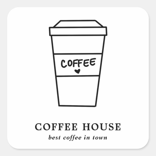 Adesivo Quadrado Café Mínimo Preto e Branco Moderno (Frente)