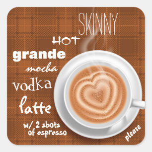 Adesivo Quadrado Café para Stressed, pessoas Overworked (etiquetas