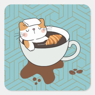Adesivo Quadrado Café Spa do Gato