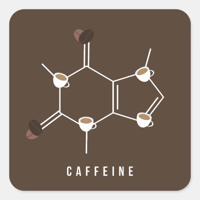 Adesivo Quadrado Caffeine Molecule Stickers (Frente)