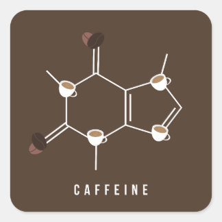 Adesivo Quadrado Caffeine Molecule Stickers