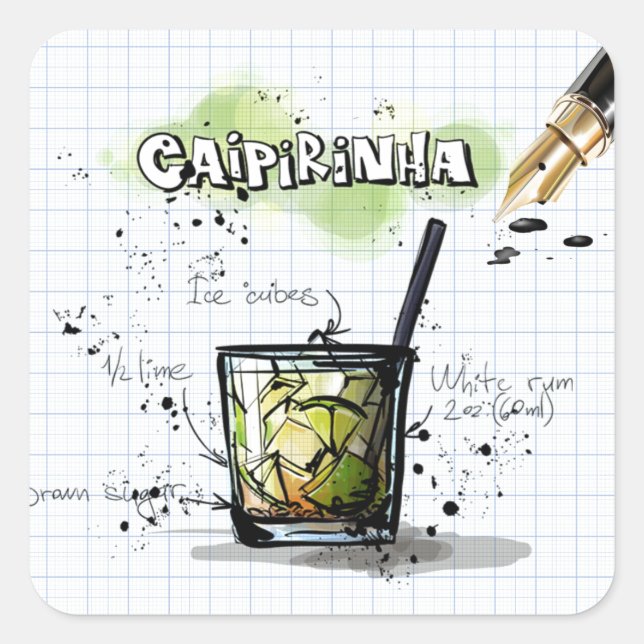 Adesivo Quadrado Caipirinha (Frente)