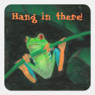 Adesivo Quadrado Cair do sapo de árvore Vermelho-Eyed "dentro lá!