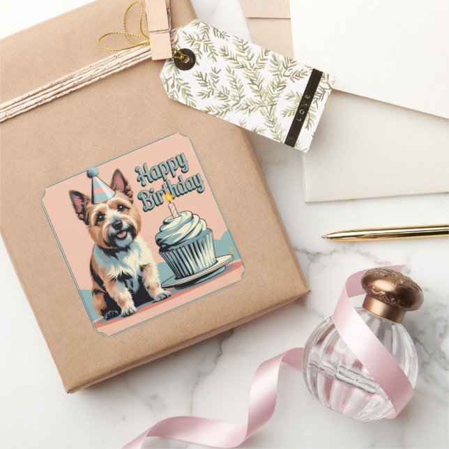 Adesivo Quadrado Cairn Terrier Colorful (Presentear)