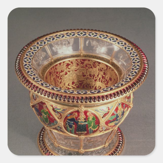 Adesivo Quadrado Caixa com plique-a-jour e cloisonne (Frente)