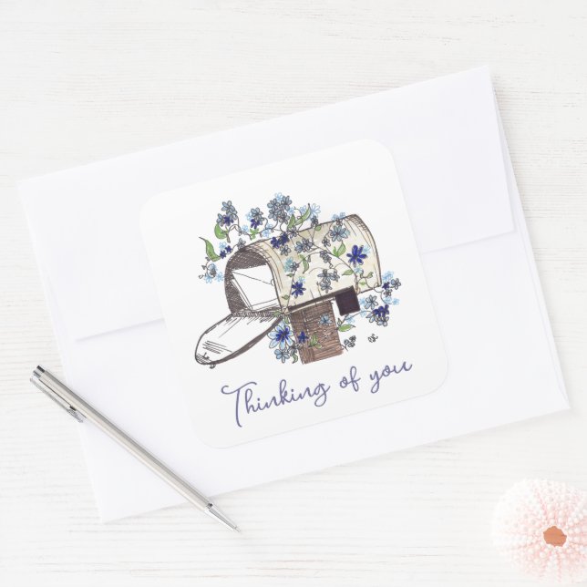 Adesivo Quadrado Caixa de Correio Enviando um Sticker Quadrado (Envelope)