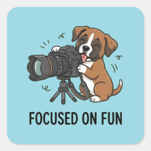 Adesivo Quadrado Caixa de desenho de cachorrinho boxer Criativo Fot