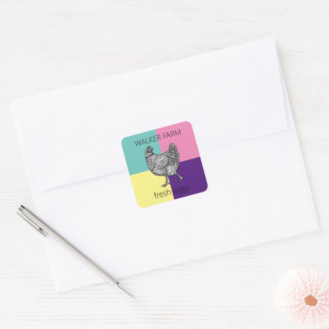 Adesivo Quadrado caixa de ovos super-moderna e colorida (Envelope)