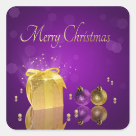 Adesivo Quadrado Caixa de presentes de Natal de ouro