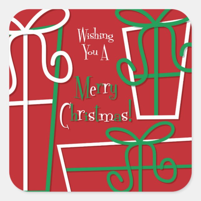 Adesivo Quadrado Caixa de presentes engraçada (Frente)