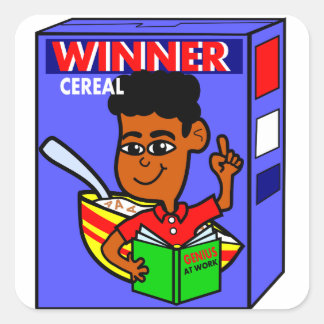 Adesivo Quadrado Caixa do Genius Cartoon Cereal