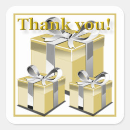 Adesivo Quadrado Caixa do Presente Obrigado