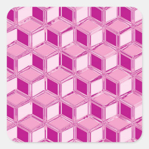 Adesivo Quadrado Caixas 3d cromo - cor-de-rosa fuchsia