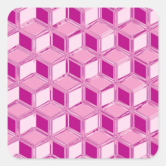 Adesivo Quadrado Caixas 3d cromo - cor-de-rosa fuchsia (Frente)