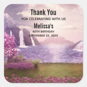 Adesivo Quadrado Caixas d'água e Árvores de Cereja ao redor de um L