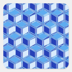 Adesivo Quadrado Caixas de 3 d crômicos - azul de cobalto
