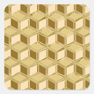 Adesivo Quadrado Caixas de 3 d crômio - de cor dourada