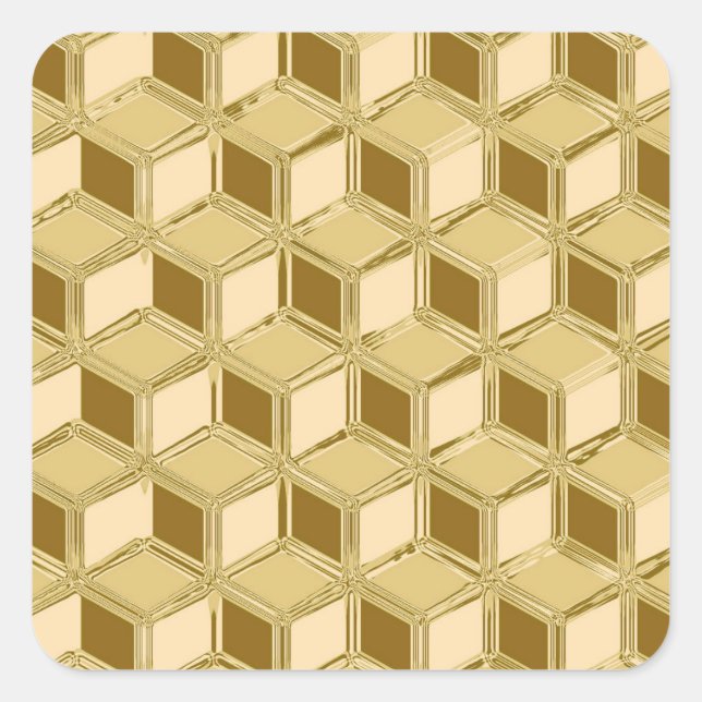 Adesivo Quadrado Caixas de 3 d crômio - de cor dourada (Frente)