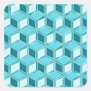 Adesivo Quadrado Caixas de 3 d crômio - turquesa / aqua