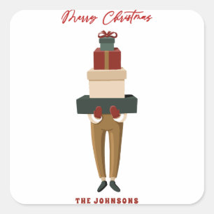 Adesivo Quadrado Caixas de Natal Festivas