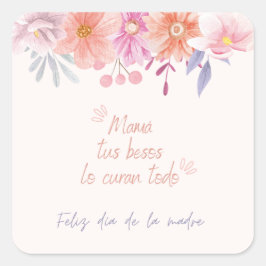 Adesivo Quadrado Calcomanía floral delicada día de la madre