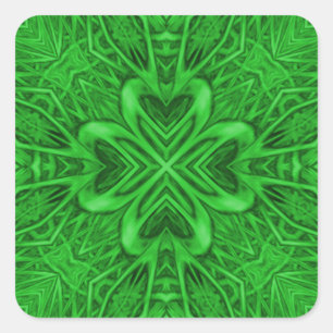 Adesivo Quadrado Caleidoscópio celta do Fractal do verde do vintag