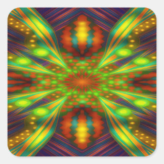 Adesivo Quadrado Caleidoscópio de Estrela Explosiva de Neon Radiant