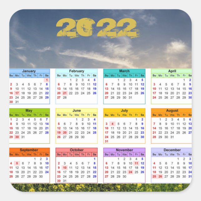 Adesivo Quadrado Calendário 2022 (Frente)