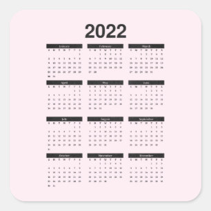 Adesivo Quadrado Calendário Anual 2022 no Sticker Quadrado Cor-de-