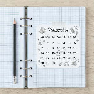 Adesivo Quadrado Calendário Flex Start de Novembro de 2027