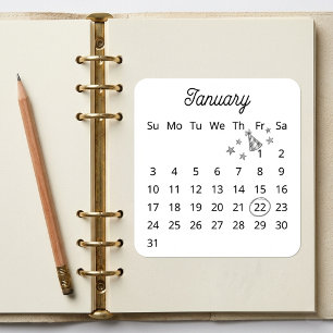Adesivo Quadrado Calendário Flexível de Início de Janeiro de 2027