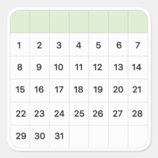 Adesivo Quadrado Calendário Mensal
