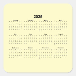 Adesivo Quadrado Calendário Mensal 2025