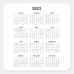 Adesivo Quadrado Calendário Mensal Vertical 2023