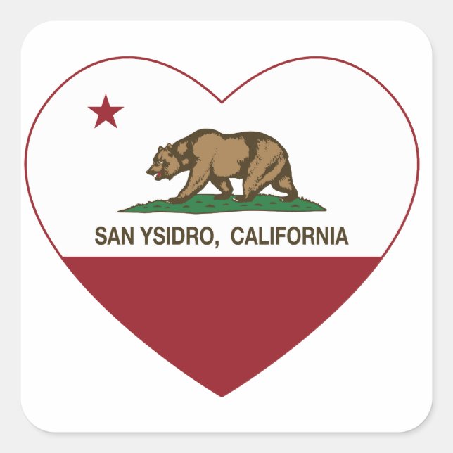 Adesivo Quadrado california bandeira san ysidro coração (Frente)