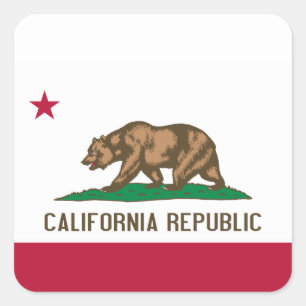 Adesivo Quadrado California Cali Republic Bear Flag, US States Squa
